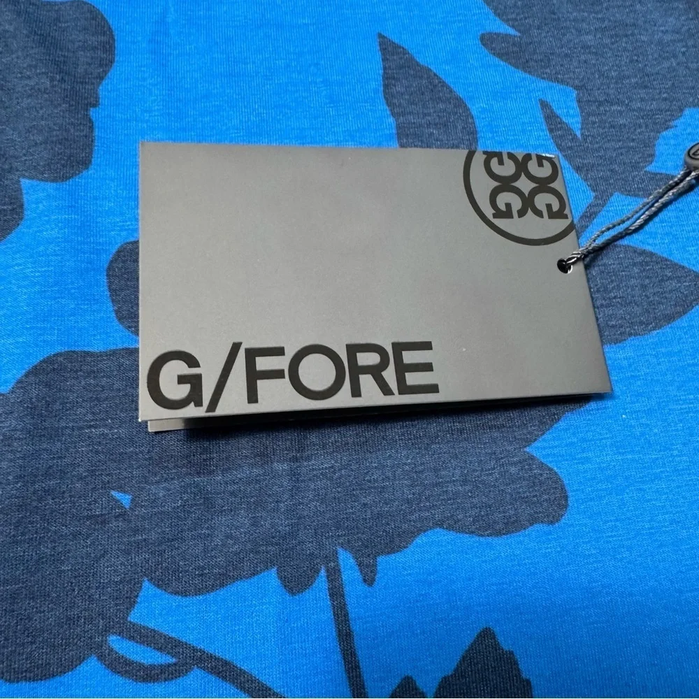 NWT New $155 G/FORE Tonal Floral Luxe Quarter Zip Golf Blue Pullover Size L